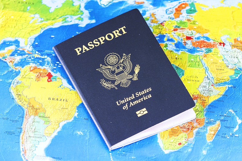 Passport on Map.